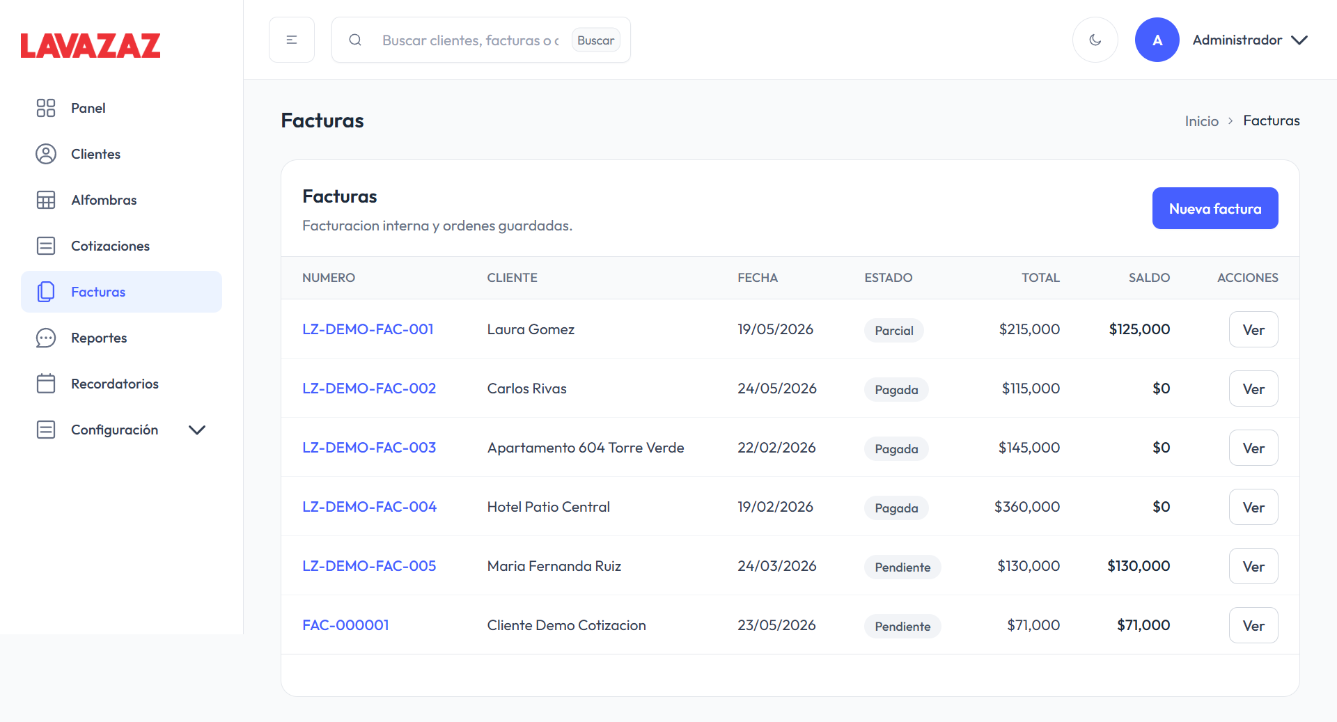 Facturazaz application preview